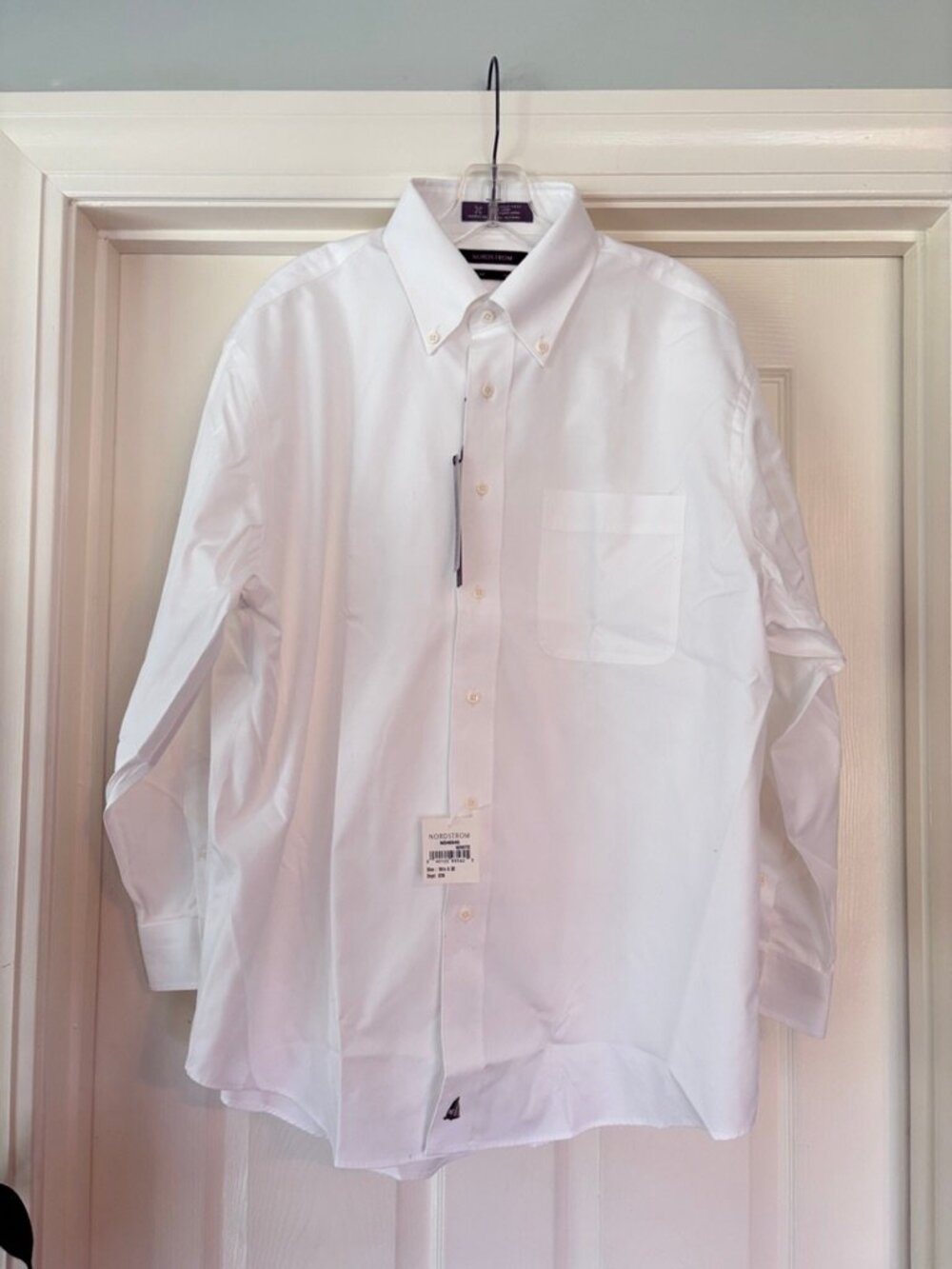 NWT Nordstrom 16.5 x 32 white button-down dress shirt, wrinkle free